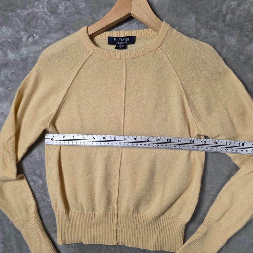 El Daws Cashmere Sweater Womens Small Yellow Good Crewneck Raglan Seam - Picture 6 of 7
